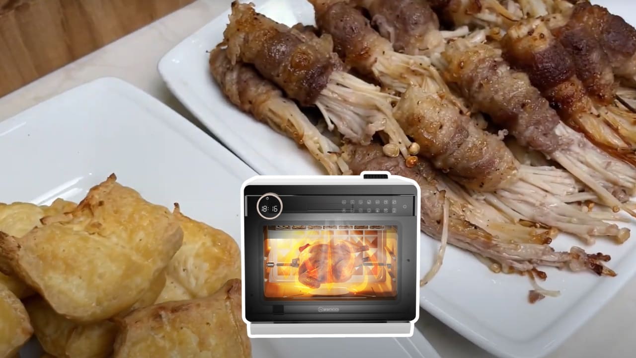 Bò Mỹ Cuộn Nấm Kim Châm Và Đậu Phụ Chiên Giòn Bằng Nồi Chiên Hơi Nước 2Good